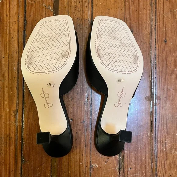 Open Toe Black Mules size 7.5/38 - Picture 3 of 3